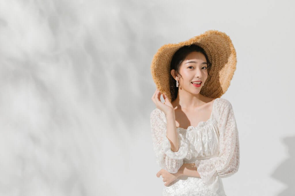 Sweet girl in summer swimsuit